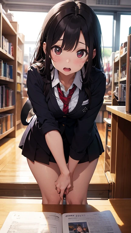 girl, Sweat, vapor, Center of chest, shy, Great hands, Looking at the audience, Cute Smile