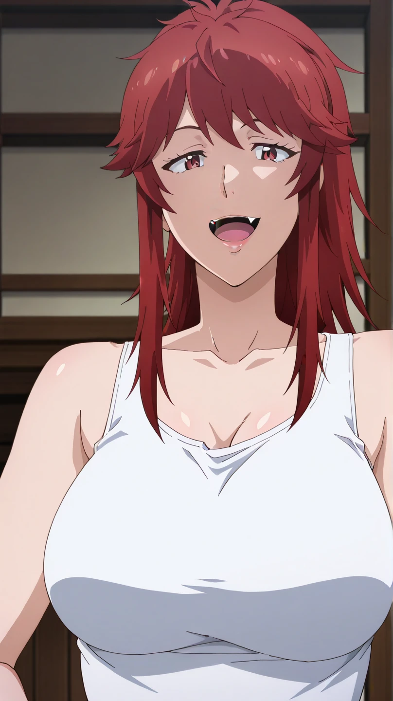masterpiece, best quality, highres, 1 girls, hirokotakashiro, micro denim shorts, red mini bikini , bedroom, full body shot, (smug:0.3), looking at viewer, focus solo, sexy pose, crossing legs, mature, flip flops, detailed feet, busty, cleavage, redhead, seductive, dangling shoes, red eyeshadow, glossy lips, black choker, long hair, playing on bed, complete body, seducing, yellow eyes, kneeling, cum in mouth, open mouth, joyful, erotic, cumshot, cum over body, cum on breasts, cum over face, recieving cum, ecstasy, face of pleasure, sucking finger, grabbing breast, covered in cum, sultry, erotic, filthy, dancing, worship, hungry, slutty, happy, grateful, delighted, overjoyed,