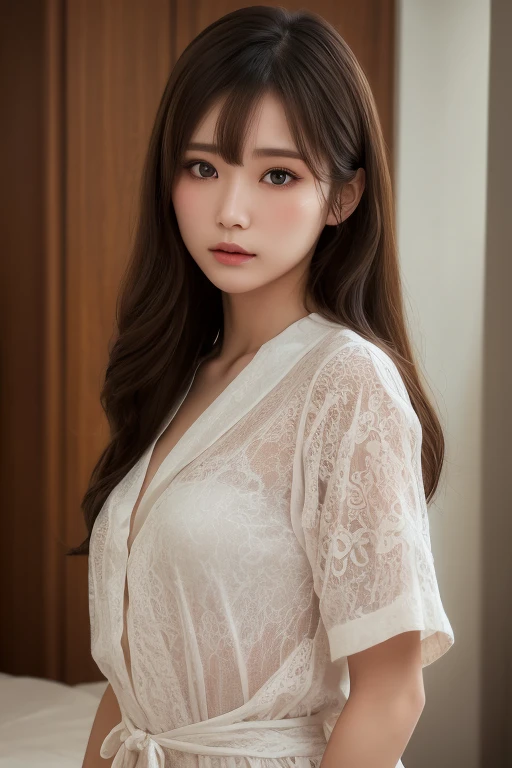 (obra maestra:1.3), (8k, fotorrealista, Raw photography, Calidad de imagen superior: 1.5), Girls from Japan、(Peinados aleatorios:1.2)、Mom's Escots:1.2、Super Detail Face、Ojo de detalle、double eyelid、Gather your chest、sharp focus:1.2、mujer bonita:1.4、brown light hair、highest qualityr、obra maestra、Super high resolution、(fotorrealista:1.4)、Highly detailed and professional lighting smile、Prendas de punto sueltas y ligeras、Hombro hacia fuera、Esbelto、severe facial expression、de pelo largo、Average breast position, con una mirada sencual, que sea sexy, vestimenta sexy, atrevida