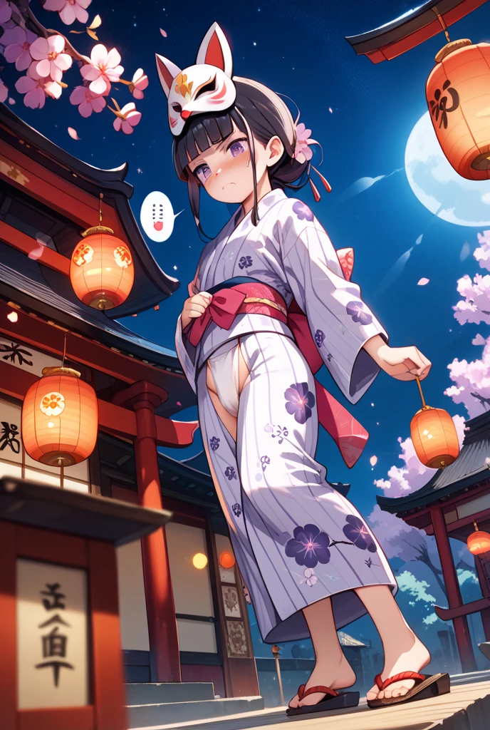 masterpiece, ((Highest quality))、Japanese Summer Festivals、Festival lights and night view、(3+ Cute Naked Girls、A good friend、kawaii:1.4、12 years old、smile:1.3、smile、Mr.々Hair style、pubic hair)、(((Full nudity、tits、Pussy)))、(Realistic and detailed skin texture、yukata:1.2、stall、hair ornaments、See-through)