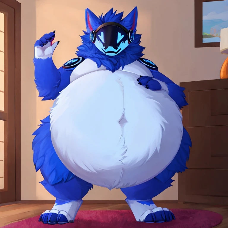 solo, 1girl, furry, full body, ((by bebebebebe)), ((small details:1.2)), ((prefect body structure)), ((amazingly prefect anatomy)), no mistakes, (cinematic lighting), (fluffy full black feral monster), (thick scruffy fur all over body:1.3), humanoid, brutish, think sharp claws, ((hair monster)), no face, (in a abandoned run down dark trashy big open super market background), shelves with dusty old products, grime on floors, broken lights, (9 ft tall), (macro), no mask, big hips, hour glass figure, (large breasts:1.0), ((puffy black fur)), poofy fur, neutral, ((long fluffy tail)), fluffy sides, (big cleavage:1.3), tall, ((no face)), (hunched over leaning forward), ((dark blue color off shoulder cropped sweater), ((cute mask)), ((detailed simple mask:1.1)), ((irises)), Pomeranian-like amount of fluffy,