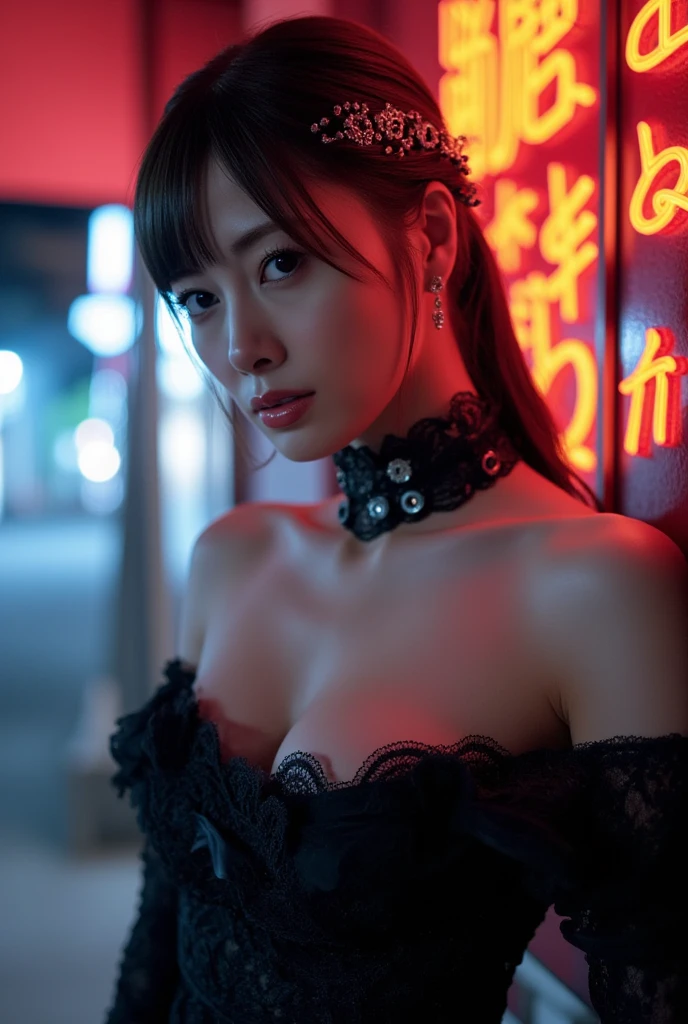 On a silent night in Seoul, a Korean woman dives into the shadows like a fearless vampire, her sharp fangs gleaming in the moonlight. Dressed in a Vampirella-inspired outfit, she exudes an aura of mystery and seduction. Her pale skin reflects the night light, while her vampire teeth add a touch of danger to her mesmerizing beauty.
With her flowing red cape and juxtaposed costume, she walks with elegance, combining Korean tradition with the boldness of the supernatural. Her penetrating gaze mesmerizes anyone who crosses her path, as she moves gracefully through the shadows. At every step, she embodies the unique fusion of vampiric mysticism and the unmistakable beauty of Korean culture, becoming the fascinating incarnation of a modern vampire amidst the night city of Seoul.