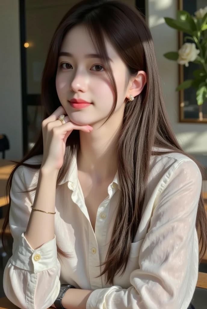 (1 Korean star with royal sister style), ((Best quality, 8K, 巨作: 1.3)), focal point: 1.2, Perfect body proportions: 1.4, (Make a smile), (Sunset: 1.3), Watery eyes, Highly Detailed Face and Skin Textur, Fine eyes, Double eyelids, Whitens the skin, (long whitr hair, Air bangs: 1.3), (Round face inches: 1.5), (Dress 1.4), (Sketch 1:2,) (Half-sitting on the playground,baiyun,suns,The scenery is exceptionally beautiful)looking down on the camera