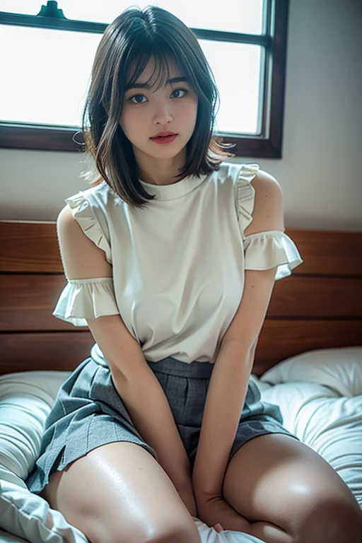nsfw、Small breasts、Completely naked、The whole body is shown、Shaved、Highest quality、With legs apart、I can see my in full、Embarrassed look、She is masturbating with a dildo in her pussy、Pinching her nipples with her fingertips、Drooling、Are crying、Sitting on the ground、I feel good、Sweaty、Squirting from her pussy、Climax、