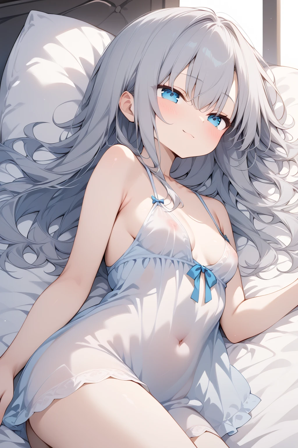 (((masterpiece))),(((best quality))),(ultra-detailed,high resolution:1.2),(illustration),((an extremely delicate and beautiful)),(detailed background), POV, (lying on back),from above floor,((vaginal,sex)), (missionary position), hetero, ((((1petit girl,short stature)))), (slender body:1.4), (long hair,pony tail),drill hair,grey hair, grey eyes, ((((flat chest)))), hair between eyes, eyewear on head, covered navel, collarbone, pale skin,shiny skin, (She wears one piece swimsuit,frilly swimsuit, hair ribbon)), ((((panicking)))), (wavy mouth), open mouth, (trembling), (cum on clothes,cum on body,excessive cum:1.4),cum facial,bukkake,cum on hair,cum in pussy, clothing aside, clothed, (1old man,tall stature:1.4),large penis, he looks ahegao, text,