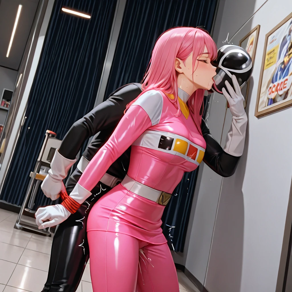 High School Girl Beauty Fighting Woman Sentai Heroine Ass Bite Into Ass Shiny Suit Nipple Erection Smile