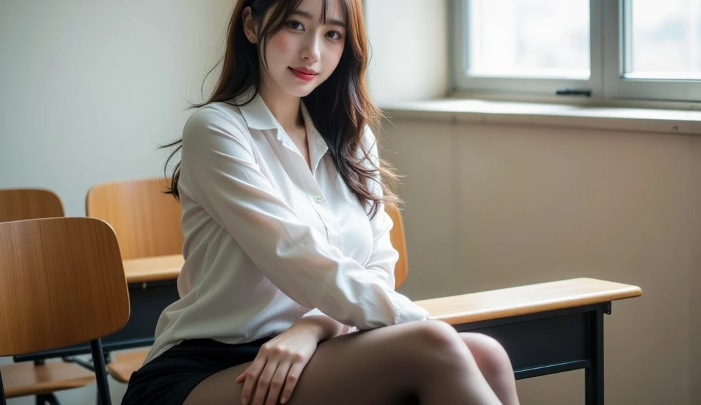 flight attendant、Heel、plane、(Highest quality)、((Very detailed))、4K、(8K)、masterpiece、Very detailedな、Highest quality、Super Resolution、1 person、Kind Face、Soft Light、RAW quality、Soft Skin、163cm、Thighs、Customer Service