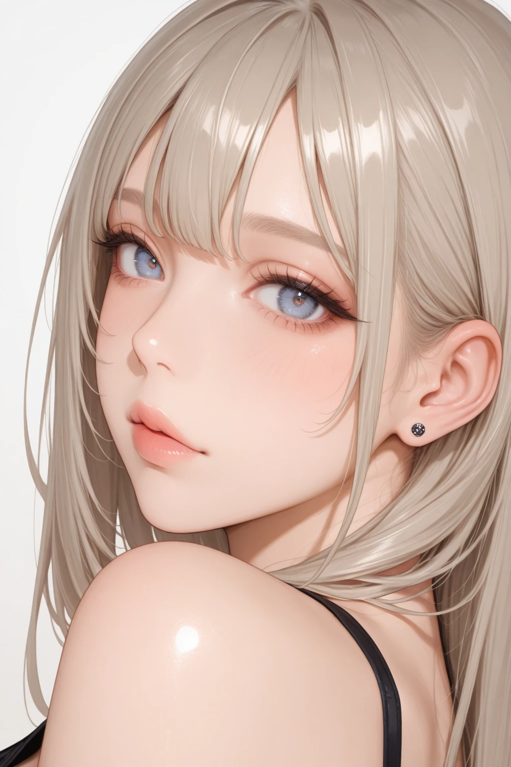 One Girl,(Very cute girl:1.3),masterpiece,Highest quality,High resolution,Photorealistic,RAW Photos,Ray Tracing,Physically Based Rendering,beautiful girl,(:1.3),cute,Big eyes,(detailed pupils:1.2),(The face is facing sideways:1.3),Body facing sideways,Beautiful nose,High nose,Upturned nose,Fuller lips,Short black hair,ponytail,short hair,Detailed eyelashes,Thin eyebrows,Very fine grain definition,(Golden Ratio:1.3),(Face close-up,Face Focus:1.0),Small breasts,Slim figure,Short neck,White swimsuit,White Bikini,Ocean,Southern Island,Blue sky,White cloud,Portrait,View Viewer,Upper Body,Cinema Lighting,High resolution,Very detailed