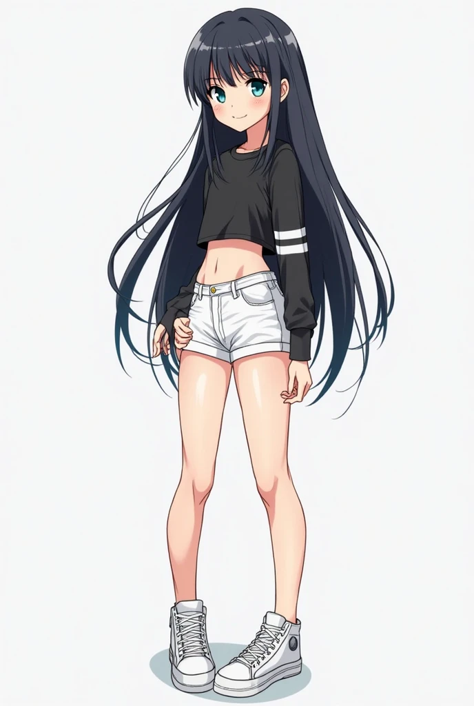 10 year old, 1girl, young girl, anime style, skinny body, Anime young girl wearing crop top black hoodie, skinny jeans pants, blue long hair with hair-clip, green eyes colour, pose picture of her cute pose, straight on street of towers, anime art wallpaper, detailed, 8k, high quality, (oversized clothes:1.6), (worried:1.6), (short:1.6), (big breasts:1.6), (curvy:1.6