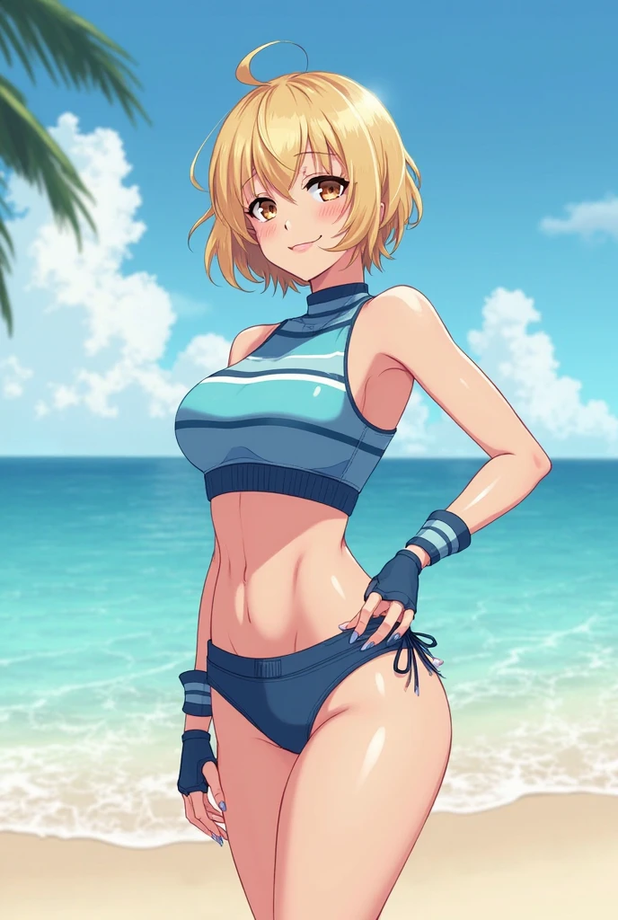 (slingshot bikini:1.2),
Blonde, (short hair:1.2),Illustration of a person、
View your viewers,, (Highest quality:1.3),One Girl, beach、Outdoor、 ground、ground、soil、blue eyeicro Bikini、(masterpiece、Highest quality)、Highest quality, Ultra-high resolution, (((masterpiece))), alone, Large breasts、One Girl, Front view、Embarrassed face、Bronze colored hair、((short hair))、Stand up straight、Cowboy Shot