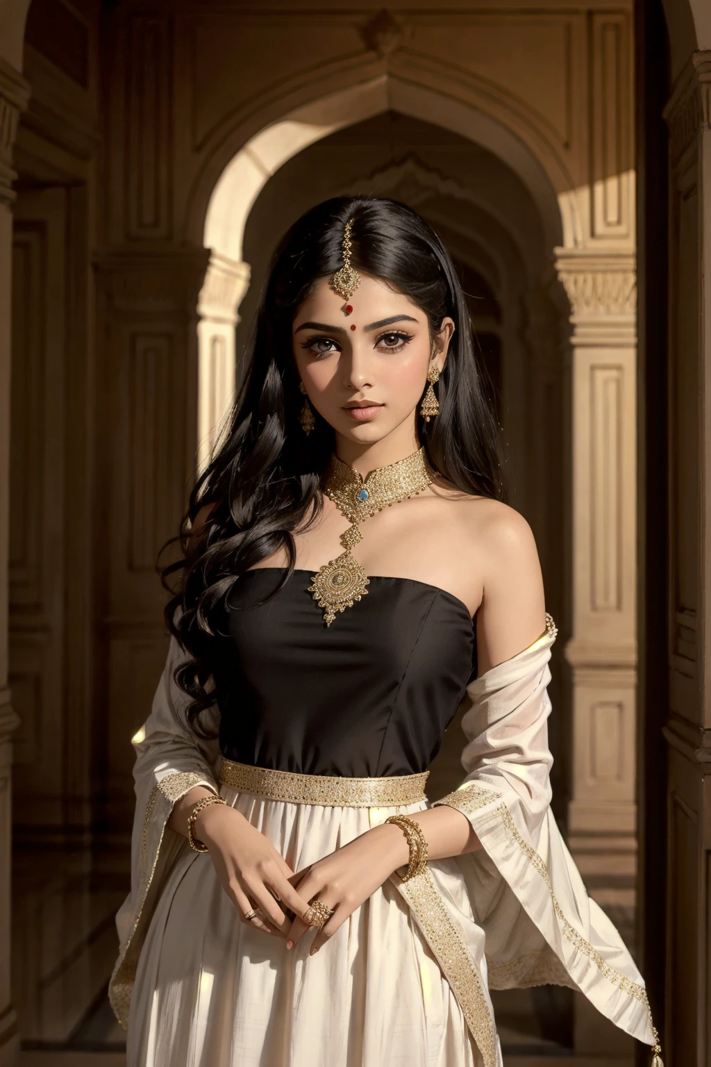 a beautiful girl in a black saree, elegant indian woman, intricate indian saree patterns, beautiful detailed eyes, beautiful detailed lips, extremely detailed face and features, long eyelashes, flowing black hair, ornate jewelry, serene expression, natural lighting, cinematic composition, detailed background, vivid colors, photorealistic, 8k, high quality, detailed painting