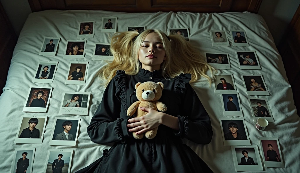 Arafed woman lying in bed with pink and white sheets., Elle Fanning), Steven Meisel photography, Steven Meisel, al estilo de petra collins, Elle Fanning, pale ivory skin, monia merlo, pale ivory skin, Vogue Magazine Photography, pale and light skin!!, portrait of Elle Fanning, with pale skin, Elle Fanning at night, tendido sobre rosas
