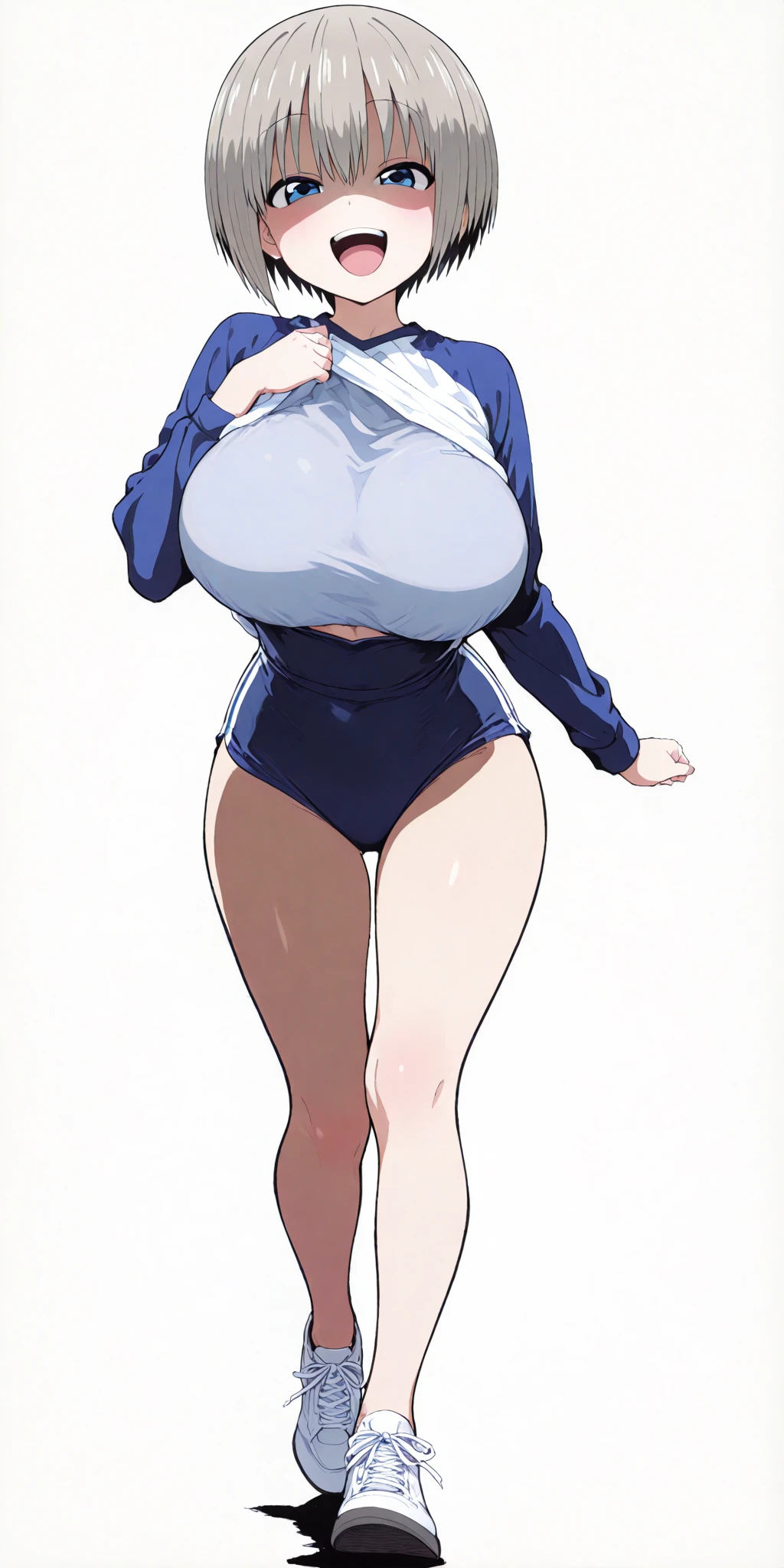 masterpiece, highest quality, High resolution, One girl, solo, sexual intercourse, Pornographic images, short hair, etsukoto, brown Eyes, fine grain, fine grain, (((Thick thighs, Plump thighs, Voluptuous thighs, Thighs alone are enough))), Huge and ample breasts, Cleavage, big long breasts, Naughty big,((big breasts are important))、((Naughty thighs)), L Cup, (thin:1.4),(Tight waist:1.4),  (white swimsuit:1.4), Embarrassed look, blush, (((Simple Background))), ((Wide Hips)), Shiny, Oily skin, Mature mother, Calf, Seductive mature woman, milf, Perfect body, Plus Size Model, curvy, ample, etsukoto, blush, clavicle, retro artstyle, 1990s (style), (thick thighs:1.4), ((((covering breast by arms, bursting breast)))), from side,