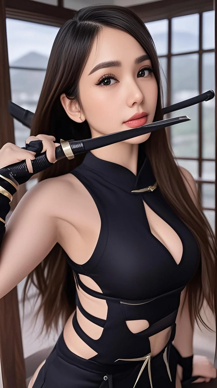 ( Absurdly , high quality , Very detailed,View Photographer ), ((A girl holding a sword in a dynamic pose, She has a sword, She has a sword 1.2, beautiful sword)), ((Black Knight、BlackKnight、vampire knight))、beautiful girl, alone, (((very long white hair))), Beautiful crystal eyes ,Queen,Baroque, necklace, elegant, colorful,tiara,hair ornaments,Leather gloves,Cheongsam dress costume with detailed and beautiful colorful patterns