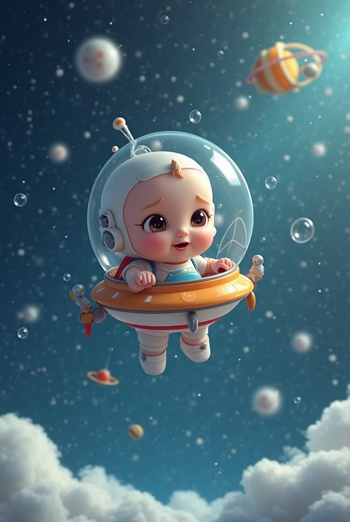 cartoon baby in diaper standing on a rock with a satellite in the background, on the moon, cute detailed digital art, background artwork, moon mission, moon landing, stylized digital illustration, in the moon, adorable digital painting, on moon, 3 d icon for mobile game, mobile game background, mobile game art, on another planet, space probe
