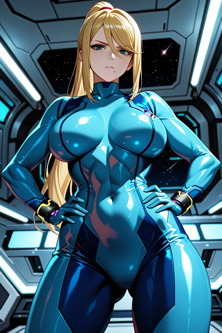 sesy woman huge tits samus amran suit metall biceps