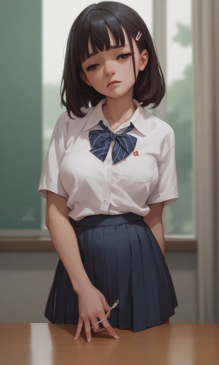 Katsuhiro Otomo, Naoyuki Kato, Yoshiyuki Takani, Shigeru Komatsuzaki, Surrealism, wonder, strange, bizarre, fantasy, Sci-fi, Japanese anime, miniskirt science fiction girl, perfect voluminous body, loves experiments, girl who makes time pass, floating girl, detailed masterpiece perspectives angles Hyper realistic sharp focus embarrassing shy blushing wanting more angles shy embarrassed blushing zoom in close up real happy cute coquettish 