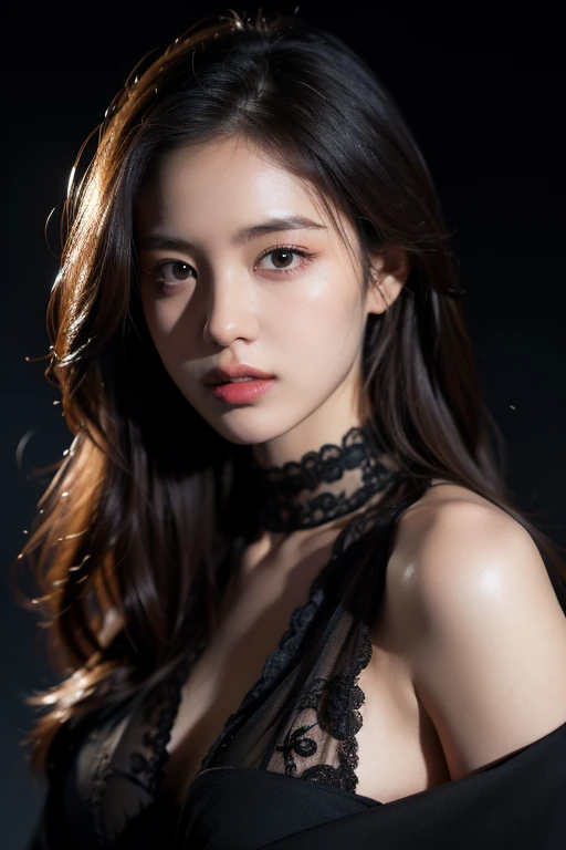 (masterpiece), (highest quality), (realistic), attractive daughter, beautiful portrait, transparent eyes, beautiful eyes, beautiful nose, beautiful mouth, pretty lips, fine-grained skin, portrait shooting, long hair, elegant long face, beautiful woman with perfect figure: 1.4,
