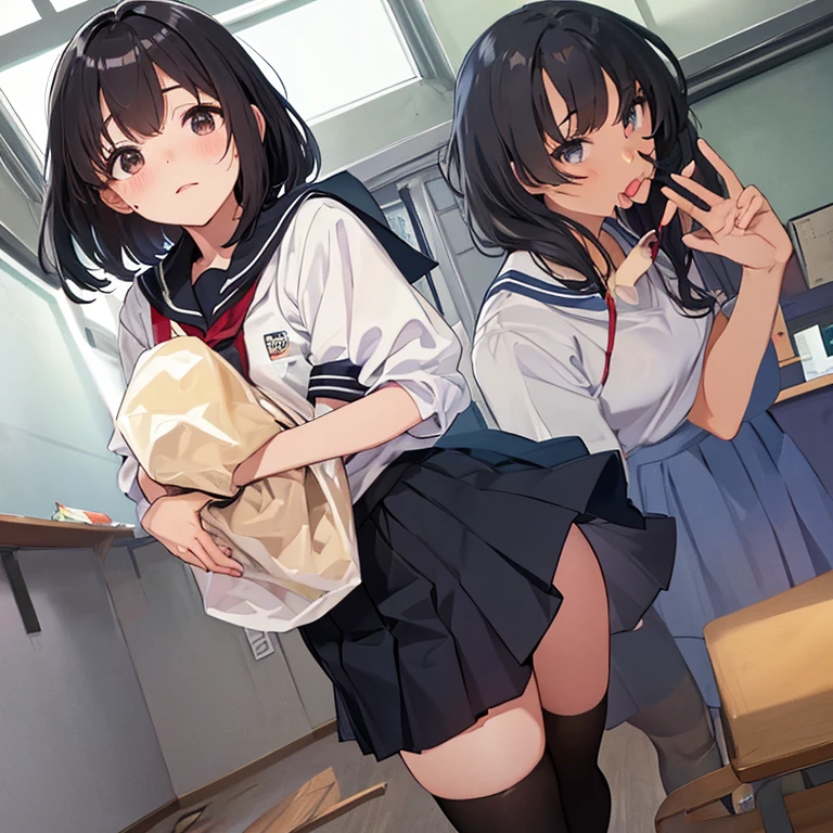 Anime girl wearing a black top and white shorts holding a gun, (SFW) Safe at Work, biomechanical tits, tits cyberpunk, chic, tits, Beautiful anime girl crouching, honest shinka, Gwaiz, Tifa Lockhart, honest, chic build, [ 4k digital art ]!!, tits proportions,(masterpiece), (One serious civil service commissioner: 1.3), (Super thick and plump body: 1.3), (Huge breasts and buttocks)), (Small Head: 1.2), (Very small uniform)), (Shiny skin: 1.2), (A speech while crouching in the stands in the schoolyard in the morning)), {fat},1boy, penis, doggystyle, from behind, spreadassms, chubby body, fat body, short,ultra detailed, masterpiece, best quality, blush, a woman, rolling eyes, open mouth, school girl, wearing , wearing glasses, classroom, sunset, light particles, hdr, brown grey hair, midium wavy hair, shiny hair, bang, single braid, clear grey eyes, Smiling Kiss, Tongue Out, アニメ ,orgasm face, sexual climax, bitch, back shot, back view, low angle, from below, back view, arched back, looking back, all fours, chubby body, BIG ASS , saliva, BBW, slender waist, anal, seiza, hands on head,white eyes, Hand Drawn, Showing Ass, Bobcut, Knee socks, (Super thick and plump body: 1.3), Butt sticking out, Close your legs, seiza, spread legs, pleated skirt, Stretch your arms back, long pleated skirt, I can&#39;t see your butt, Buttocks hide, Arms folded behind back, Super big butt, Awesome numbness , Plump , Chubby, Butt sticking out,