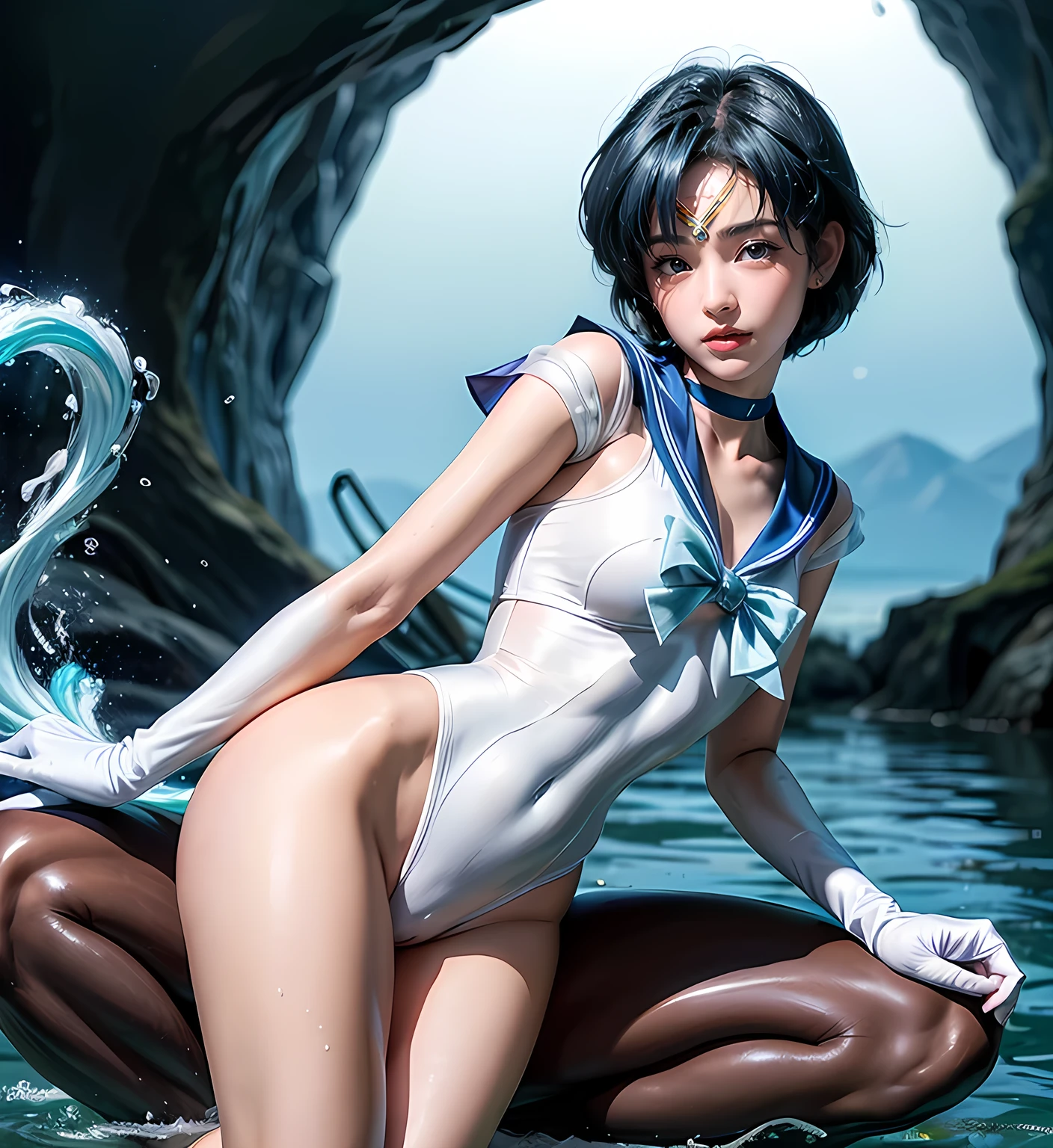 Sailor Mercury blue hair short hair 1 beauty positive Smile Yan balanced thighs sea blue sailor suit knee-high boots BLUE CHOKER long white gloves jewelry earrings Extremely Cute Face small face cute beautiful big eyes blue eyes double eyelid Very Small Cute Nose Natural Cosmetics Shiny Lips Blue Floating Short Hair asymmetrical bangs Nova Frog Style Imaging Center attention to detail Detailed aspects film book octane rendering Surrealistic anatomically accurate perfect figure Beautiful legs thighs slender figure perfect limbs Complete limbs total limb beautiful girl sailor warrior Sailor Mercury sailor warriorのユニフォーム Thin fabric leotards sweatに濡れる leotards that adhere to the skin when wet Shame Blush sensitive clitoris Beautiful legs Bare legs short bluish hair my whole body is covered with white mucus Excitement wet beautiful skin Pleasure Sensitive nipples sweat 30 year old black mafia man's stiff penis The penis enters the girl's vagina erotic cute expression White liquid leaking from inside the vagina Penis that vibrates violently with a piston in the vagina 性的Pleasure small face nose is pretty small slightly open lips Panting has a beautiful face Sailor Mercury sailor warriorのユニフォーム