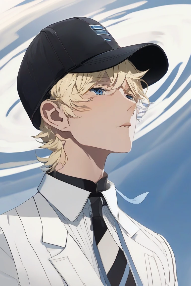 Blonde Mohawk, cigarette, sea, young man, halo, white shirt
