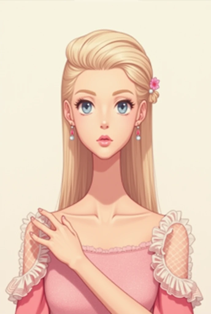 Crie uma foto de Serena Tsukino, de marinheiro lua, com um vestido rosa claro e um decote profundo. Serena deve estar sentada em uma cadeira, com as pernas cruzadas. She must be smiling and looking at the camera. Keep the characteristics of the anime, como os olhos grandes e o cabelo comprido e rosa