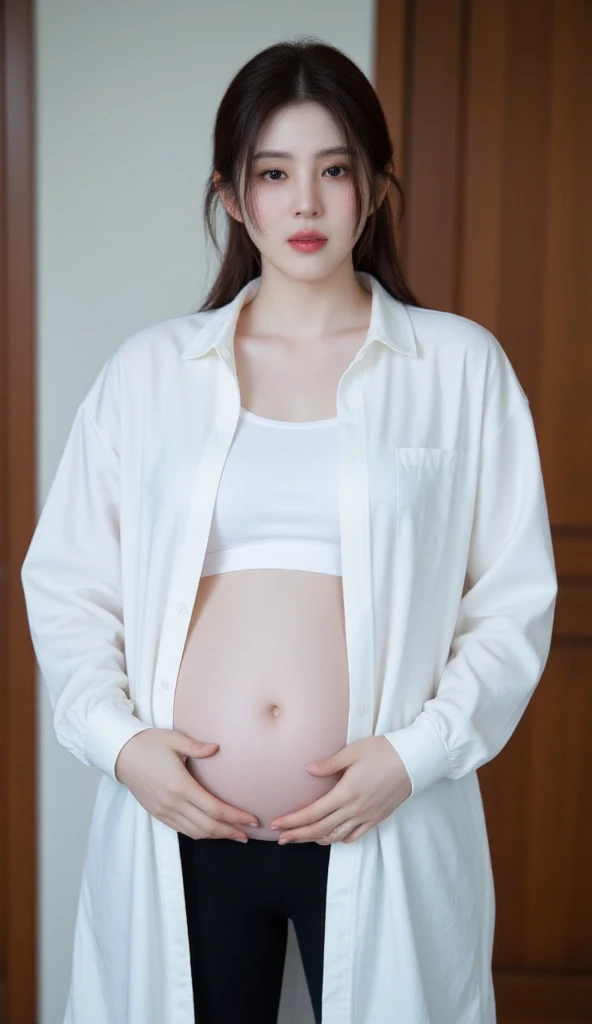  geisha girl, pregnant kneeling big belly, crying