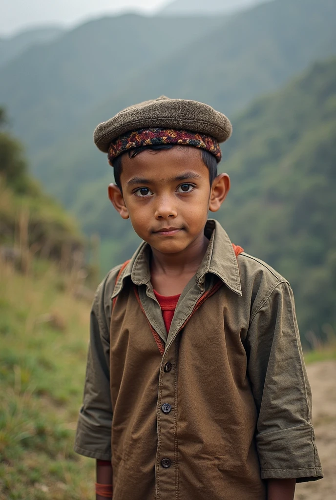Nepali kid wearing nepali Dhaka topi