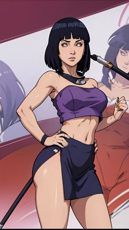 Faye Valentine, Yoruichi Shihoin, cleavage, 25yo woman, hazel eyes, very tan skin, determined smile, beautiful woman, hourglass figure, solo mature woman, athletic woman, masterpiece, intricate detail, perfect anatomy, beautiful and aesthetic, beautiful, best quality, muscular thighs, anatomically correct, ultra detailed, realistic, mature, Big breasts, Thin waist,long leges,Raised sexy Sharp focus :1.2, A pretty woman with perfect figure :1.4, Slender abs :1.2, ((Purple hair, Big breasts :1.2)), (Very detailed CG unity 8K wallpaper)