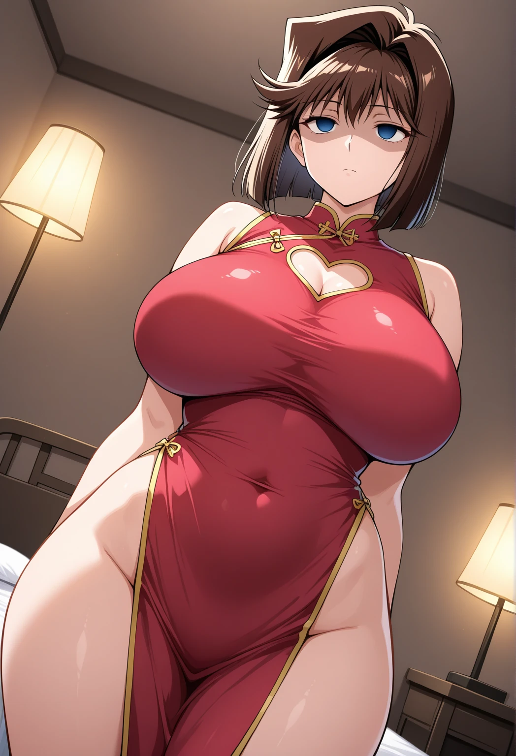((1 milf)),chubby,extra limb,apron,lace stockings,45 years old,((blush)), (Beautiful face and body with delicate shadows), ((obscene)), alone, (brown hair),ponytail,Glasses,(((big breasts))), ((saggy breasts))),(Both legs open), Plump 1:3,very big breasts, ((bed)), ((highest quality), (super detailed), (very detailed)), 4K, (8K), highest quality, very detailed, High resolution, ((world class quality)),Sweat,(thick thighs),(thick legs),pregnancy,spread legs,