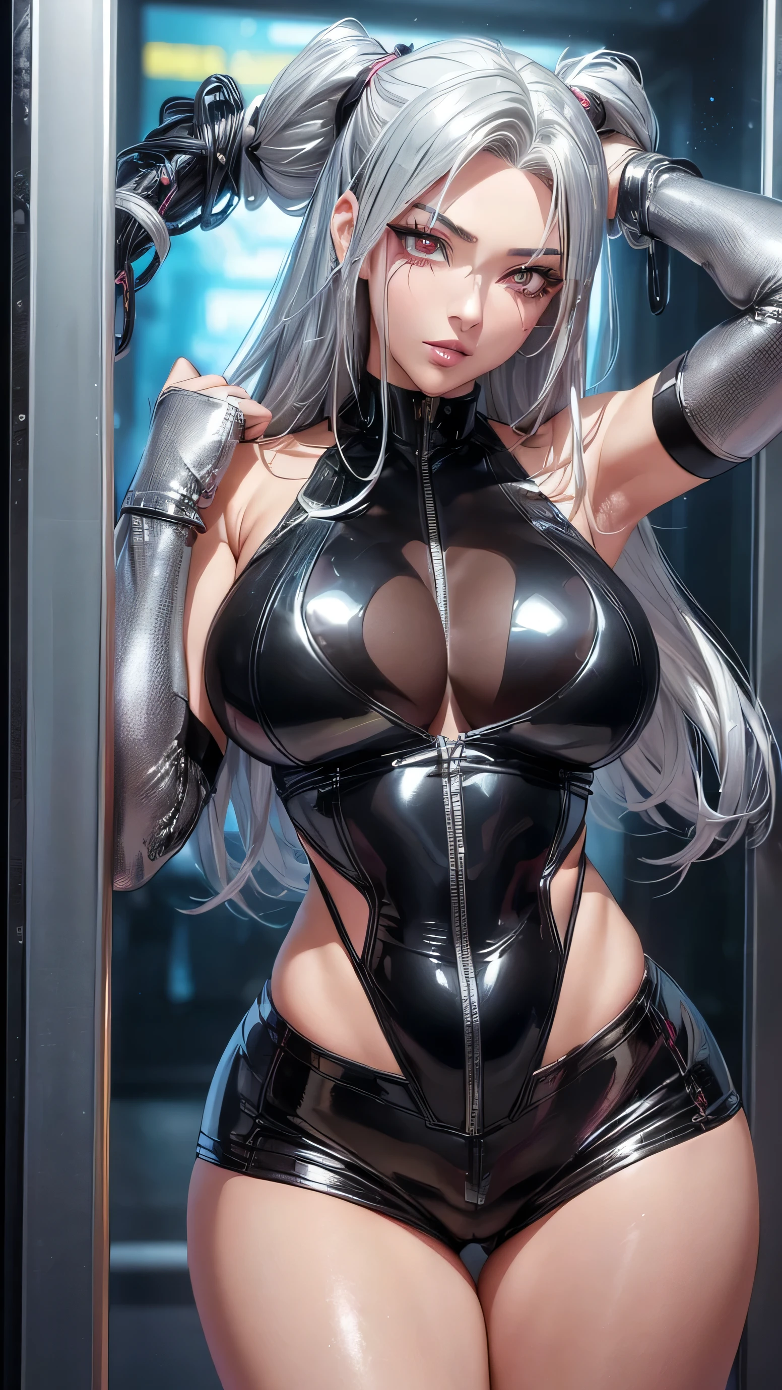 （Masterpiece、，topquality，best qualit，official arts，Beautiful and indulgent：1.2），（1个女孩：1.3），Very Detail，COLORFUL，Supreme detail（（is super detailed）），（highly detailed CG illustrations），（Very refined and beautiful）），（Huge robot background）（from front），（all body），cinematic light，（（（2个机器人女孩）），（angelic），（aura），solo，all body，（Mechanical joints：1.2），（（mechanical limbs）），（The blood vessels are connected to the tube），（Mechanical vertebrae attach to the back）， （（mechanical cervical spine attached to the neck））， Poker face， （Wires and cables are attached to the neck： 1.2）， （Wires and cables are attached to the neck： 1.2）， （character focus）， （The lower body is integrated with the mechanism）， （cum in tits）， (titjib)，（big tits)，（tit shake）（a lot of tentacle insertion）（Sexual Equipment Man），（乳溝），（Large Tits） （laser），（bukkake)，（乳頭），(cum in face)，(,,)，Science fiction novels， WHITE BACKGROUND， （Blood，，，，，，，，： 1.5） --auto --s2