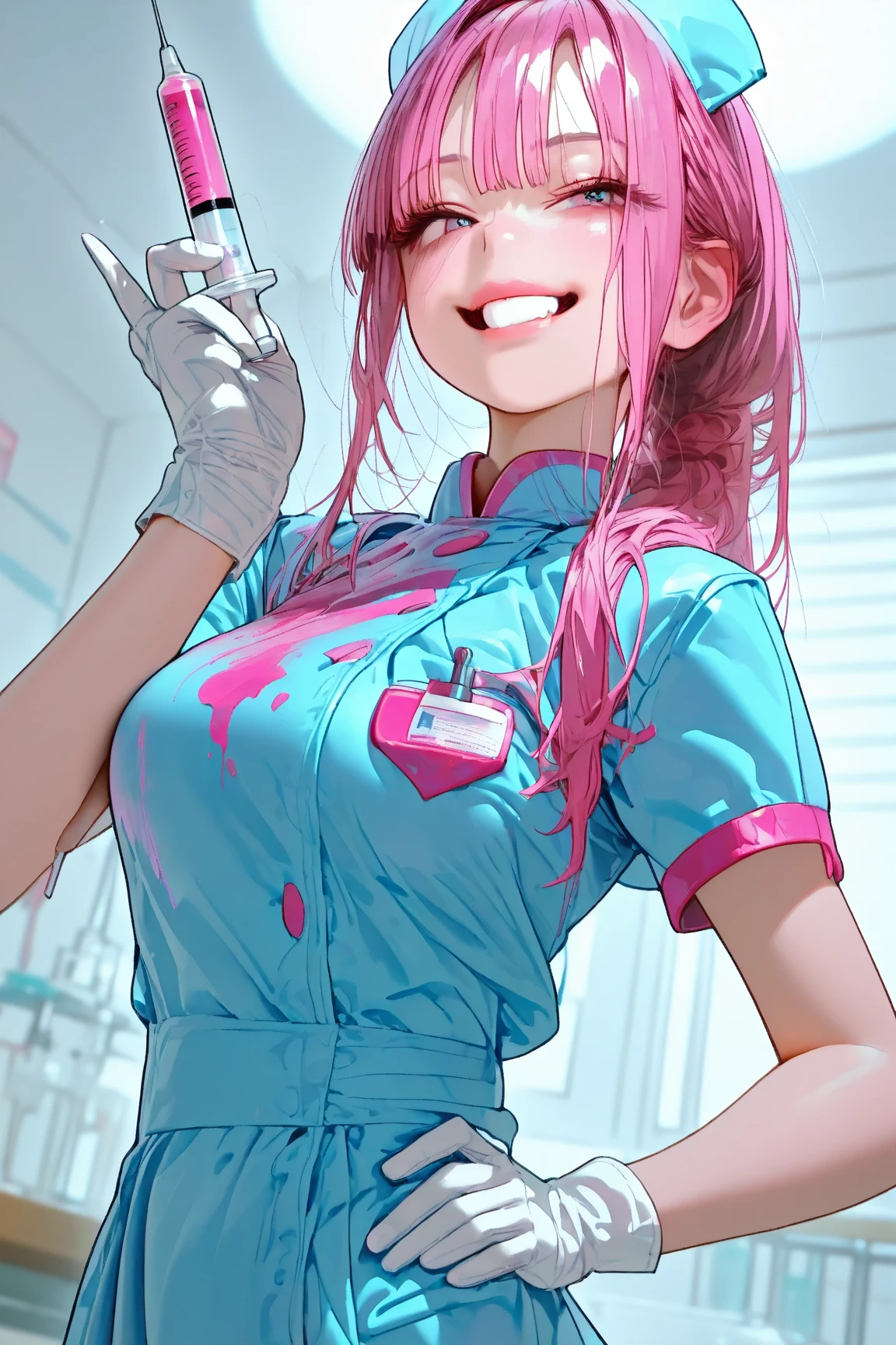 Accessories:EX Scarf, Clothing:EX Bikini, Eyes:EX Heterochromia, Facial Expression:Smile, Hair Accessories:EX Scrunchie, Hair Color:EX Rainbow, Job:EX Nurse, Background:EX Rainbow