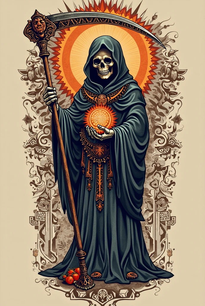 viking necromancer in indian folk outfit, vector graphics, strong contours