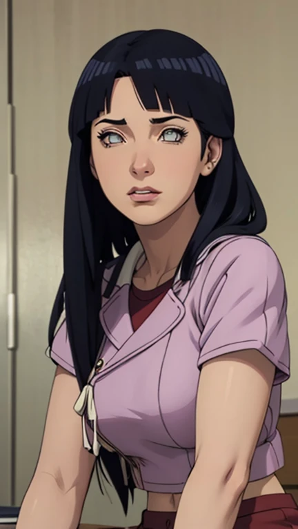 madivy, sweatshirt and jeans, (small breasts), black hair,
