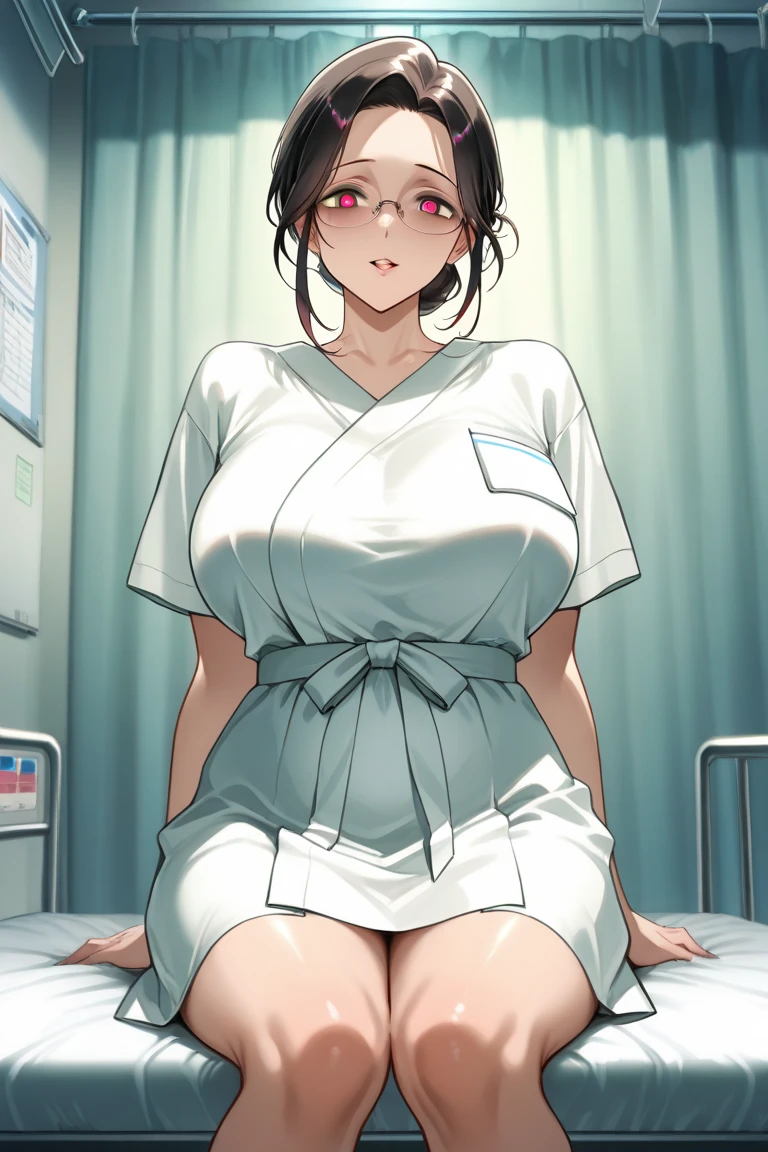 Pornographic images,Movie Scenes,Fantasy art,Best image quality,Surreal portrait,(8k),Ultra-realistic,最high quality,high quality,High resolution,high qualityの質感,Attention to detail,Beautiful details,Fine details,Highly detailed CG,Detailed Texture,Realistic facial expressions,Tabletop,before,dynamic,bold,1 Girl,(Ideal body proportions:1.5),Highly detailed skin,curve,,Beautiful breasts,Large Breasts,Pale skin,(Thinning hair),(Soft Hair),(Super Straight Hair),Long, slicked bangs,Very light coppery amber hair,Hair on one eye,(Pink nurse uniform:1.3),(Sculpture Pose:1.5),(hospital、Hospital room、Patient Bed:1.5)