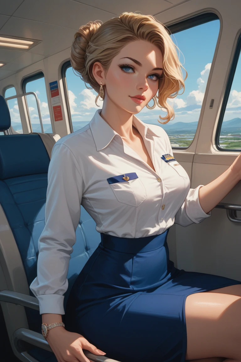 Flight attendant is in good shape