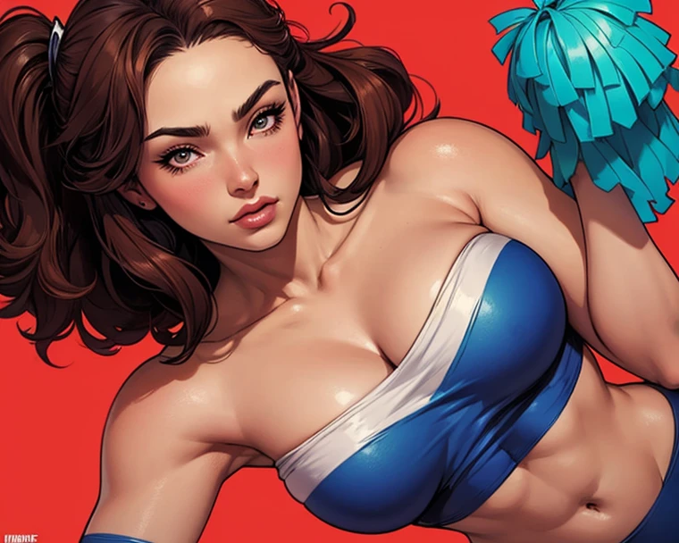 1woman, cleavage, in a spaceship, hands holding own hips, seductive smirk, big breasts, wide hips, big ass, Kimberly Jackson,navel,standing,upper body, curvy,smile,standing, toned, big lips
