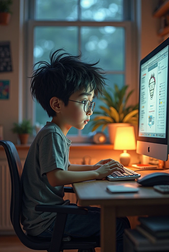 A young ??? in an office using a laptop. The photo should be a 4k resolution with good lighting and nice office with some books on the table