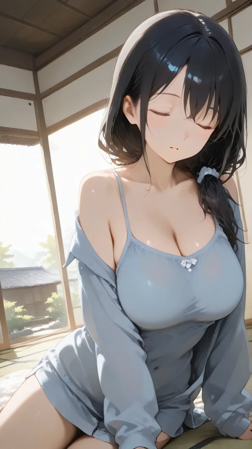 absurdres, Realistic, extremely detailed CG unified 8k wallpaper, Highly detailed, High-definition raw color photos, professional photograpy, Realistic portrait, Cinematic Light, (midnight sky from the window), big window, Beautiful detailed, ((Angle from side)), (side view:1.3), dark blue hair, ((asymmetrical bangs)), a mature female, A straight medium hair, ponytail ,blue eyes, (Beautiful breasts:1.5), (a disdainful look:0.8), ((diagonal bangs)), (Bukkake:1.2), (realistic skin:1.3), (Best Quality:1.4), Super Detail, High quality, master piece, lifelike, (After SEX), cum in pussy, pussy, Perfect face, Silly, (Wearing a bath towel with a large open chest), (cum on chest:1.5), Sharp Focus ,Delicate Beautiful Hair and Eyes and Face, Delicate eyes, radiant eyes, Lifelike, Hyper-detailing, (colossal tits:1.8), ((exposed breast)), Beautiful cute woman, Exposed, white skin, cum on facial, (no panties:1.5), camel-toe details, Indoors, (Big breasts:1.8), (Cowboy Shot), (close up), NSFW, sexy legs, thighs, sexy thighs, standing, ((open legs)), (In the bathroom), bath, (cum shots), ((arms behind back)), arms are down, Dripping from the crotch, Overflowing from the crotch, ((Sexy legs)), thighs, (natural pussy), (nude lower body),