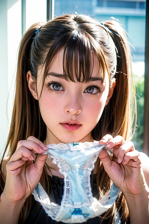 NSFW, 8k, High-level, absurd, masterpiece, best quality, primitive, very detailed CG, very detailed wallpaper, perfect lighting, Extremely detailed (((The personifying " Lum in Urusei Yatsura " as a Little Girl))), MysticSight, Tyndall effect, Tyndall scattering, Studio gray background with (many Dazzling RainbowColor particles BokeH:1.28), (RoundlyButts, ThighGap), (Exposed:0.4), (Assfocus with looking ahead), BREAK (NOGIZAKA face variations) Extremely Detailed very KAWAII face variations, perfect anatomy, Childish, captivating gaze, elaborate detailed Eyes with (sparkling highlights:1.28), long eyelashes、Glossy RED Lips with beautiful details, Coquettish tongue, Rosy cheeks, Radiant PearlSkin with clear transparency . { (Dynamic LifeLike expressions:1.4) | :d) }, (large eyes:-1) .