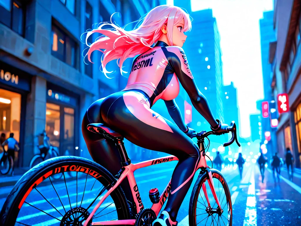 (Best quality,4K,8K,A high resolution,tmasterpiece:1.2),ultra - detailed,(actual,realistically:1.37),HighDynamicRange,hyper HD,Studio lighting,Ultra-fine painting,Focus sharp,physically-based renderingt,Extremely detailed description,professional,terror,japanese manga,sci-fy,photography,Concept artist, Side Body, blonde ponytail, Woman wearing red tights riding white electric scooter, Red spandex leggings, Red booties, thicc, Fair and translucent skin, Colossal tits, Crazy breast swelling, Chest larger than shoulder blades, Thin waist and thick thighs, butt augmentation surgery, Very perky ass, Fitness model, Ruddy cheeks, A smile, On the streets at night, Blurred background motion