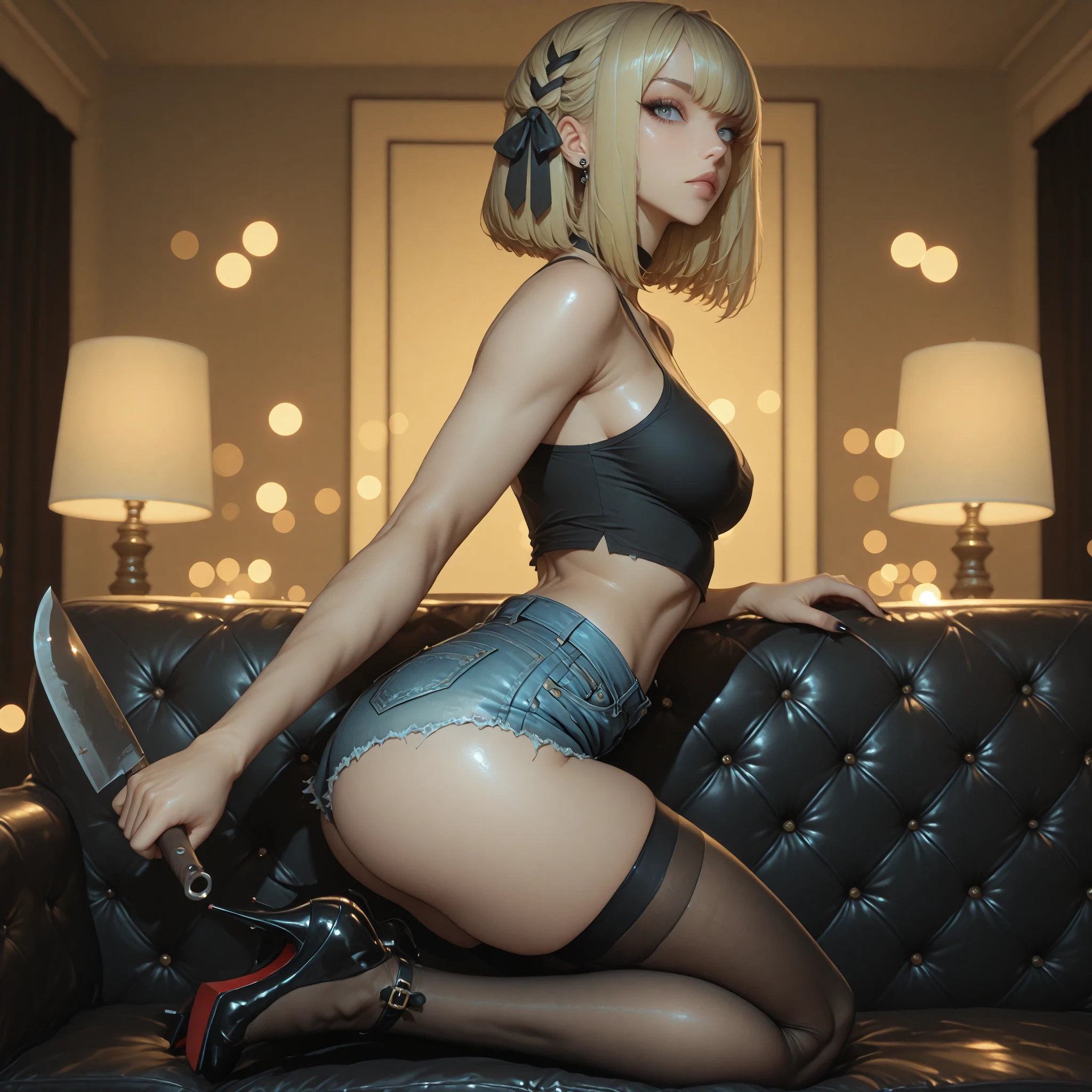 Ultrarealistic, photo, photorealistic, High quality, realistic style, full body, high definition, high quality, realistic, shaded, photorealism, Ray tracing, 8k, uhd, masterpiece, 1 short beautiful young girl, small breasts, small body, silver hair with pigtails, leather jacket with nothing underneath, an tiny shorts with a garter belt, aegao face with tongue out, blinking eye, at a door of a tavern, daytime, sunny, nsfw