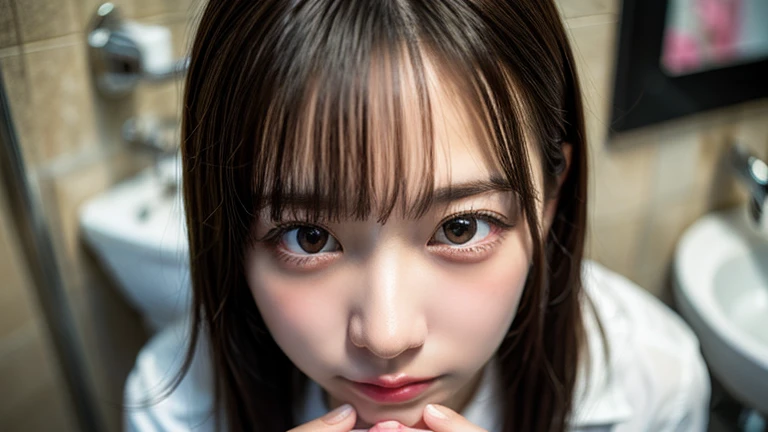 (Highest quality、8k、32K、Masseter muscle area、Hmph:1.2)、Cute Japanese Girl、1 girl、Beaver、profile、(Slim figure:1.2)、(Lips) 、(Black Hair)、double eyelid、Glowing Skin、Realistic Layer、Beautiful Face、(Laughter:1.3)、squat、(From above:1.2)、(Close-up:1.4)、Pink Tank Top、Blurred Background、(Front Focus)、(dark: 1.6)、Fantasy art、Photorealistic、Professional Lighting、Highly detailed face、Award-winning、Deep Shadow、