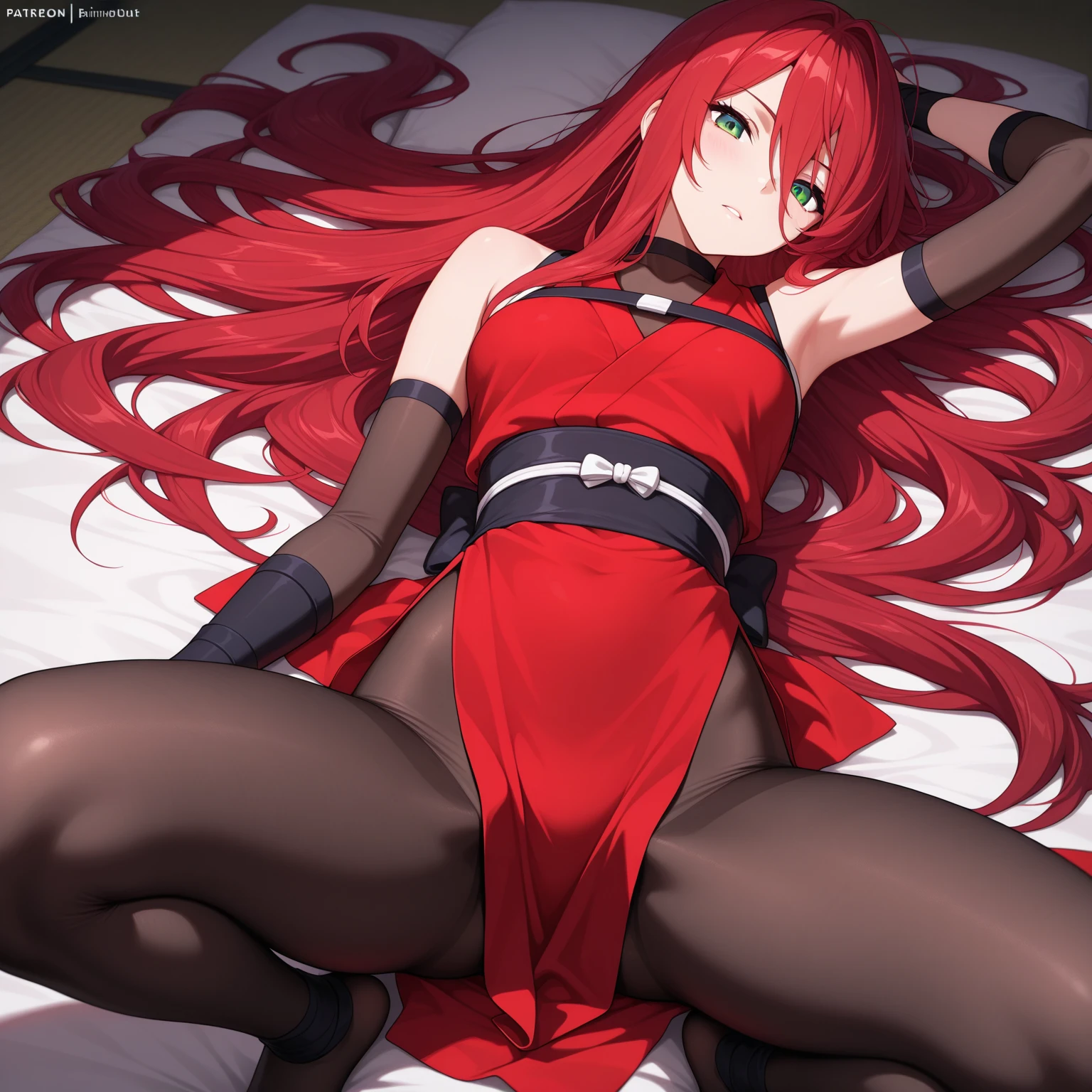 (masterpiece), best quality, expressive eyes, perfect face, ((a red mermaid girl)), red hair, ((eyes red make-up)), yellow eyes, mermaid bra, looking at viewer, ((shot from below)), dark night sky, sea scenery, leaning to the viewer