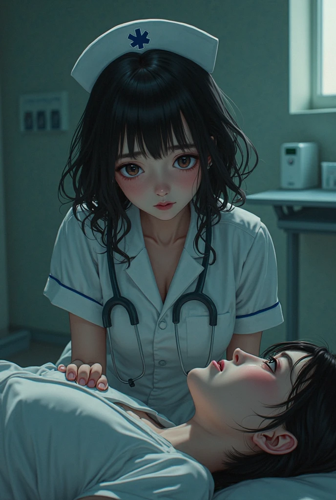 Background, (Scenes of the Intensive Care Unit), (a patient lay on the bed), (nowadays), (real and anime style), cinematic lighting, ray tracing, reflection light, depth of field, ((wide shot)), masterpiece, best quality, high quality, high details, highres, 4K, HD, 1080P