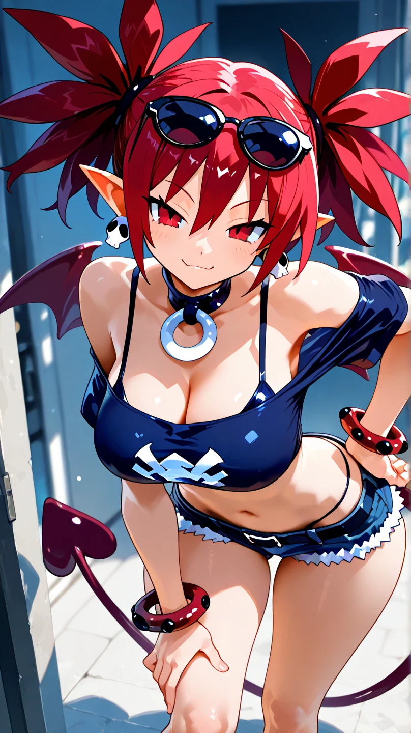 koakuma, large_breasts, head_wings, black_bikini, open_mouth, tied_shirt, sitting, hair_bow, looking_at_viewer, criss-cross_halter, pool, see-through, soaking_feet, ponytail, demon_wings, water, :d, 1girl, white_shirt, 2girls, poolside, blue_bow, solo, fang, head_tilt, bare_shoulders, demon_girl, thighs, bikini_pull, feet_out_of_frame, alternate_hairstyle, wet_shirt
<lora:koakuma_image4390_2023-12-14-000008:1>,star-shaped_pupils,symbol-shaped_pupils,. gorgeous,key visual, vibrant, studio anime,award-winning, professional, highly detailed,high budget, cinemascope
