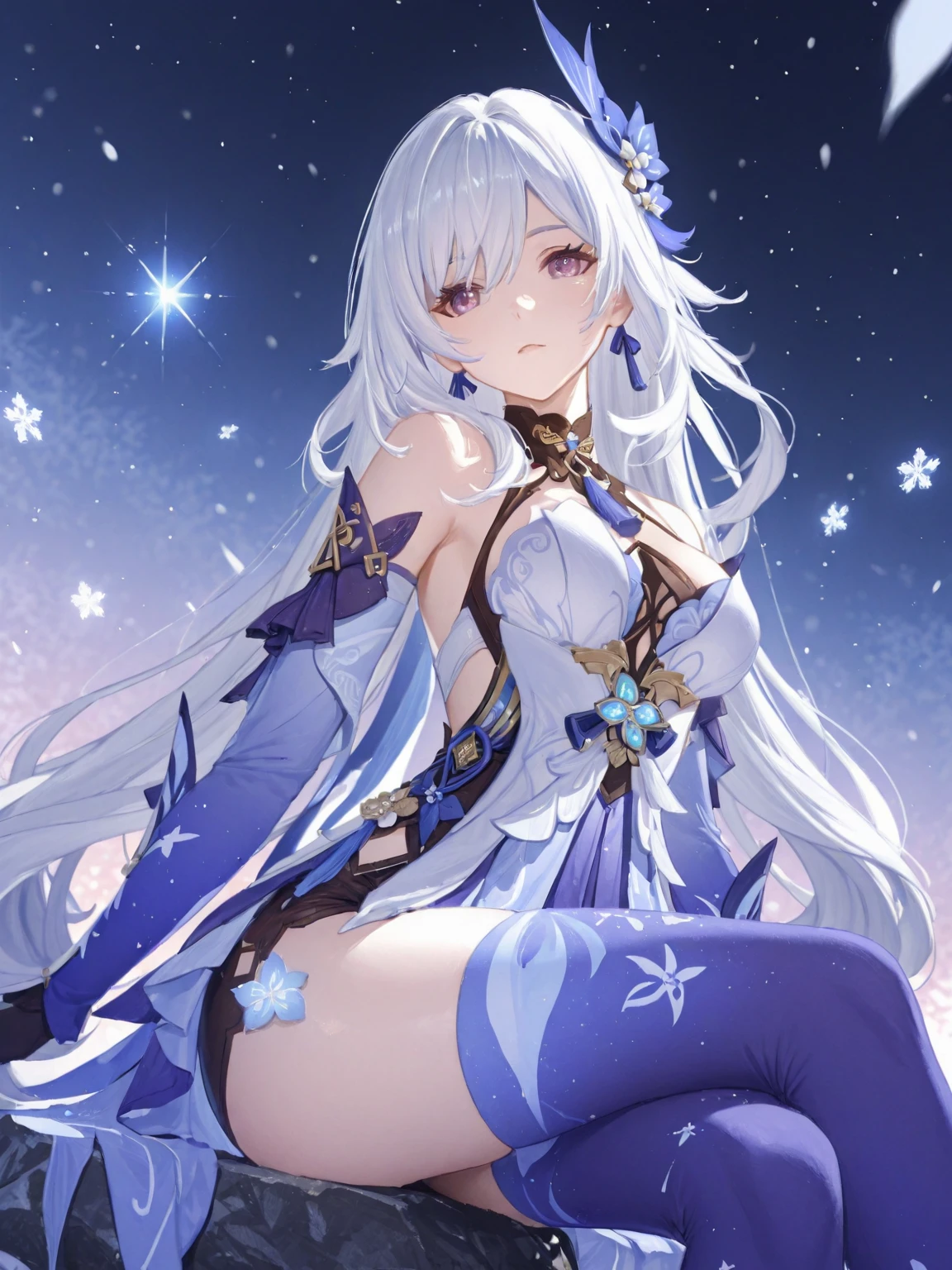 1girl, アニメ, cute girl, blank background, white background, fantasy, detailed fantasy dress with highlights, beautiful face, beautiful eyes, dark colors, black hair with multicolor streaks, red eye with different color pupil in eye, multicolor eye, medium breasts, slight cleavage, beautiful skin, cute, breast curtains, extremely delicate and beautiful, (beautiful detailed face:1.0), (detailed deep eyes), symmetrical breasts, deep eyes, shiny skin, portrait, slender waist, hips wider than shoulders, thighs, expressionless, young girl, luminous eyes, adorable,(Kpop idol),(aegyo sal:1),(Platinum blonde hair:1),((puffy eye)),Black panty,sexy posture,Superskirt, Ultra-high resolution,Black collar,slim figure, Abdominal y tattoo, womb tattoo,Tight-fitting leg ring,y tattoo on half-body,Bare skin, Armored hand,Hidden fingertips,Hand covered,Arm covered,Fist covered,{{beautiful detailed fingers}}, tufts of hair, moderate beautiful breast:1.0,(masterpiece:1.2), best quality, high-res, HDR, perfect face, intricate armor, delicate blue filigree, intricate filigree, red metalic parts, detailed part, dynamic pose, dynamic lights, cute face, neutral expression, shuimobysim, lotus, Hanfu, maxi skirt, dress conservatively 1girl, 独奏, long blue hair, standing, One lady,14years,((White hair) ,(Shiny purple bodysuit with microskirt),((Fantasy, Moon Night)), gradient_eyes,