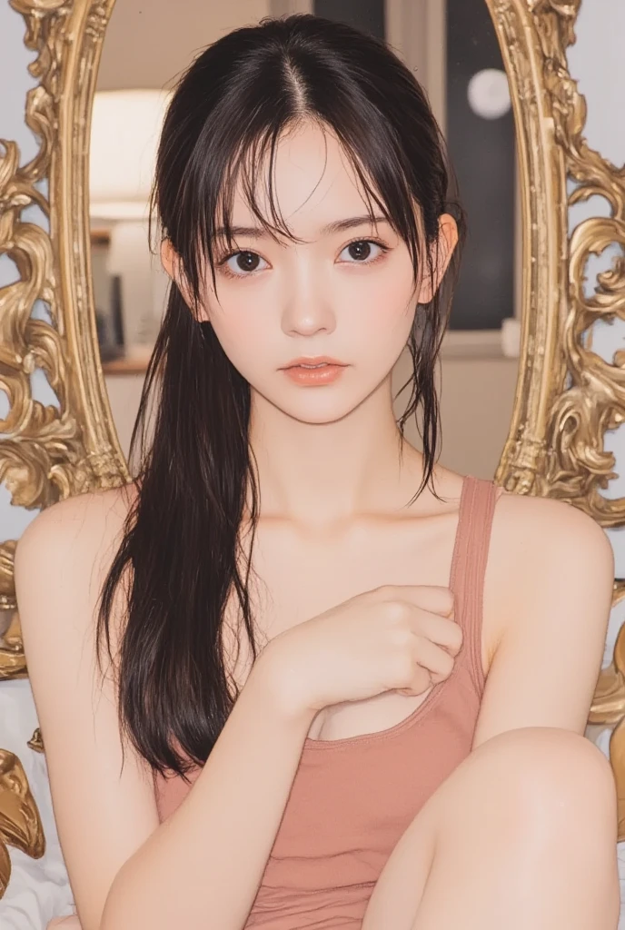 best quality, detailed, beautiful, insanely detailed, absurdres,perfect anatomy,
Japanese woman,black hair,27 years old,
(slender),
(small breasts),
nsfw,(pubic hair:1.5),(open_pussy:1.0),
cheerful grin, sitting on the floor, (cross-legged:1.1), hair bun, (white bathrobe),(The front of the bathrobe is exposed:1.2), in the living room, closeup shot, from front, low angle shot, NSFW, NAKED, NUDE
