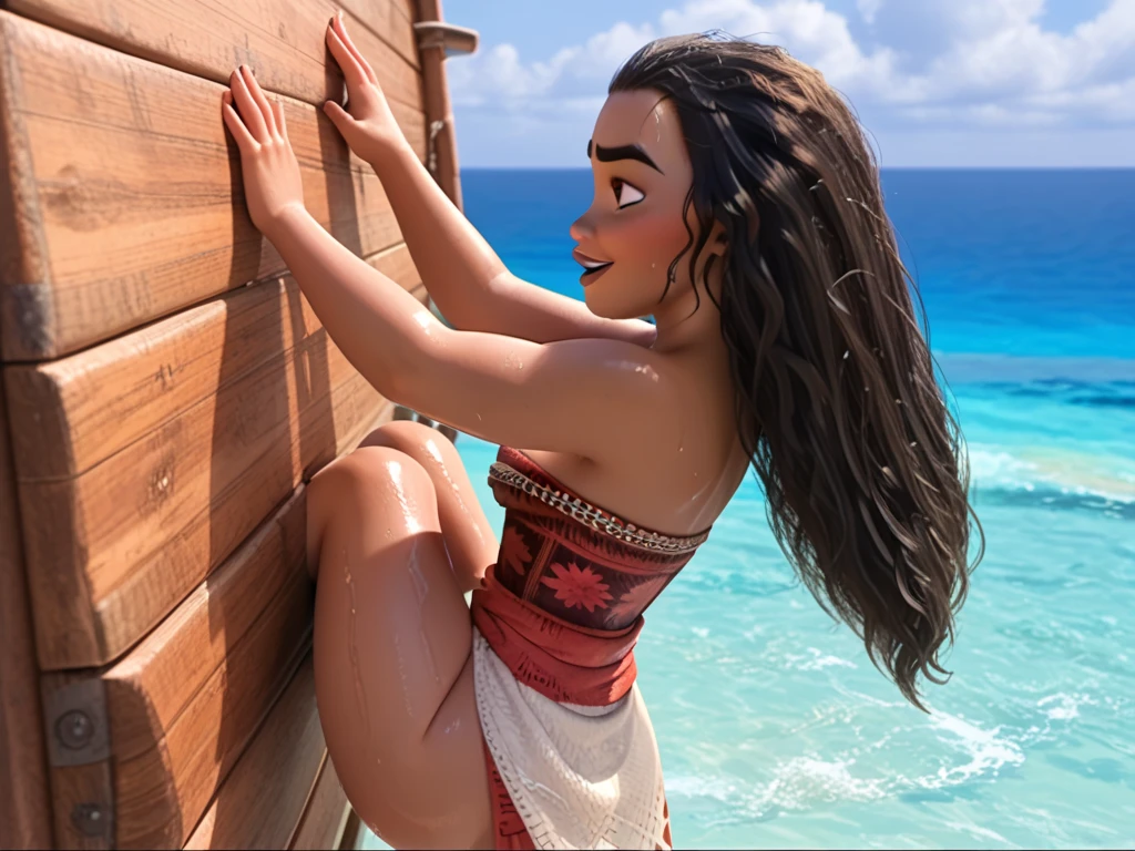 NSFW, (nude) (Megara, medium natural breasts, pubic hair), double fucked on a deserted beach, (dramatic lighting), ((best quality)), ((masterpiece)), (detailed)