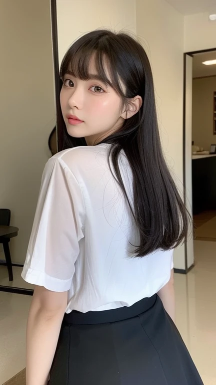 cute girl, teenager, 17years old, , simple background, (((absolutoly beautiful girls, 2 girls, shiny skin, shiny hair, black hair, long hair, 8K, school uniform)))